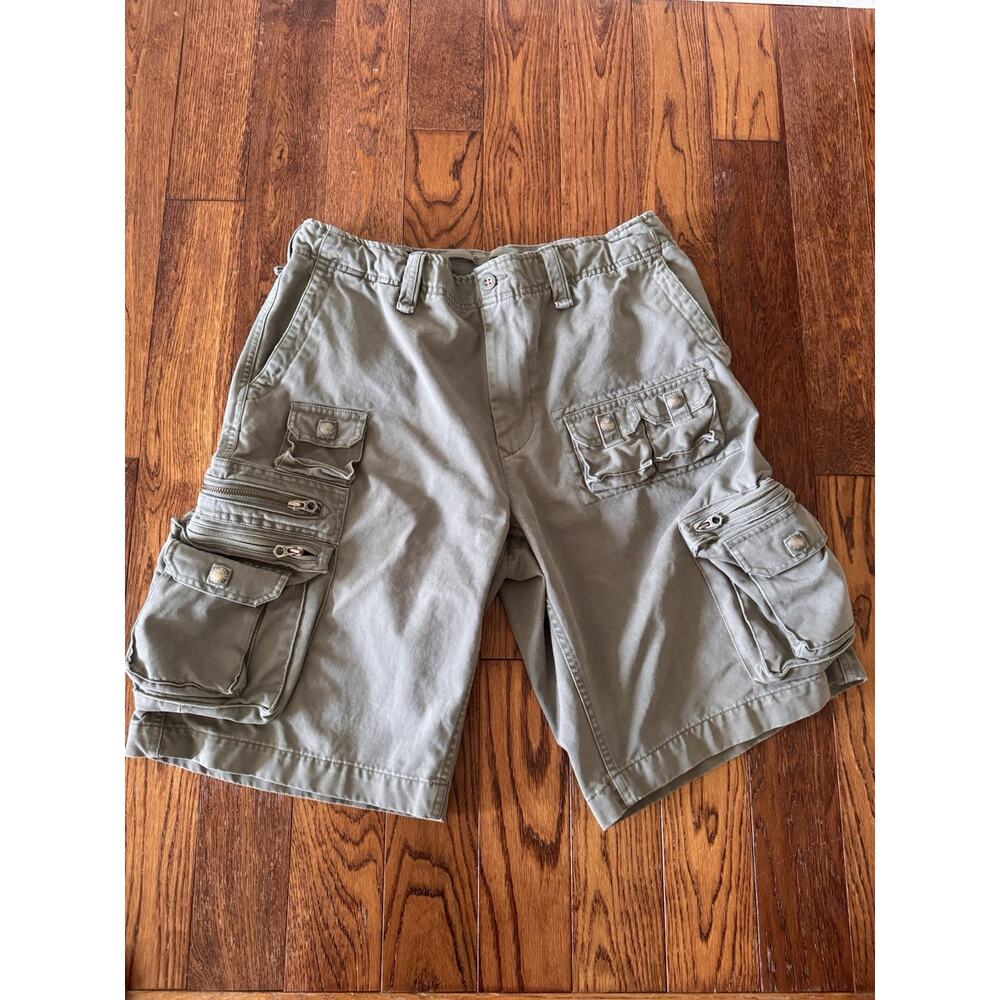 Vintage Polo Ralph Lauren Paratrooper Cargo Shorts Mens 35 Gray Military Utility